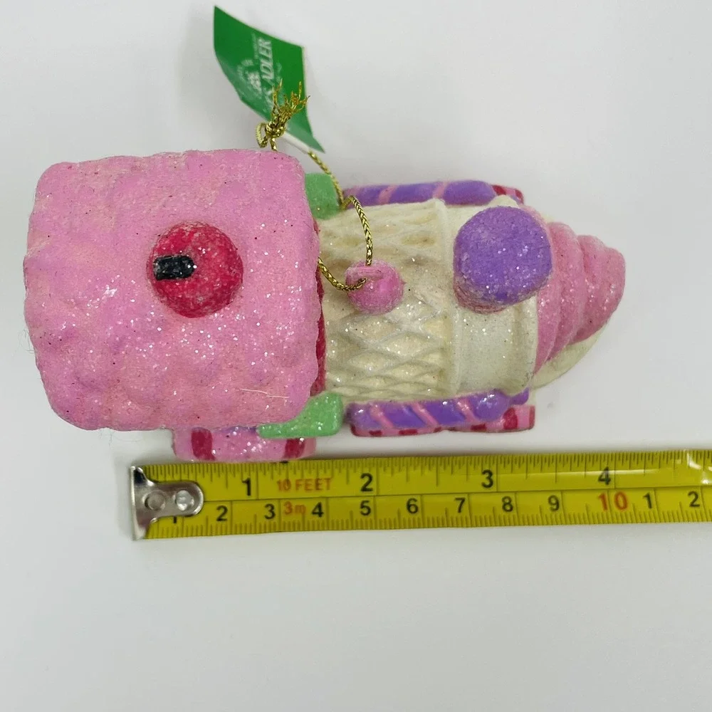 Kurt S Adler Gingerbread Candy Train Christmas Ornament Pink Glitter H9317‎ NEW